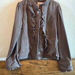 Decree ruffle front mauve blazer!